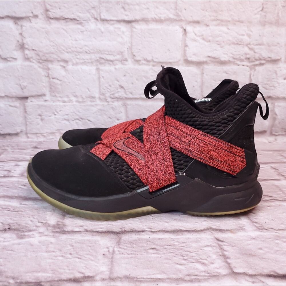 Nike LeBron soldier 12 sneakers shoes black red men's (T)